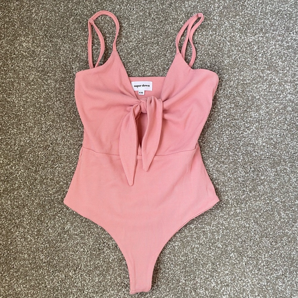 SUPERDOWN: Charley Tie Front Bodysuit